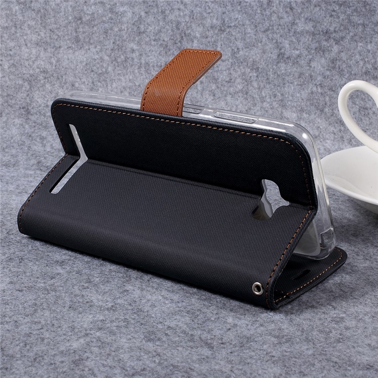 ROAR KOREA Twill Grain Leather Stand Phone Case for Asus Zenfone Max zc550kl - Black-5