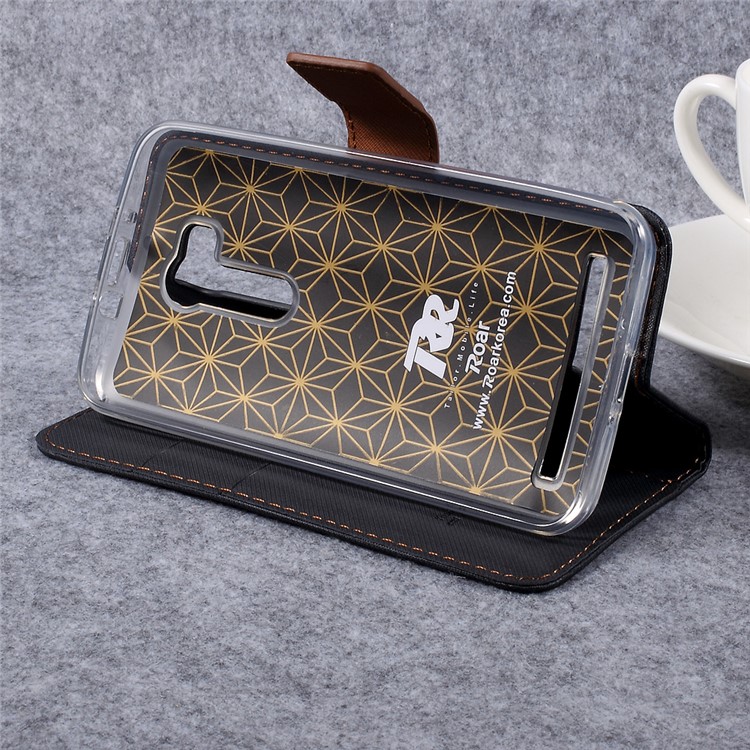 ROAR KOREA Twill Grain PU Leather Phone Case for Asus ZenFone Go/Go TV ZB551K - Black-4
