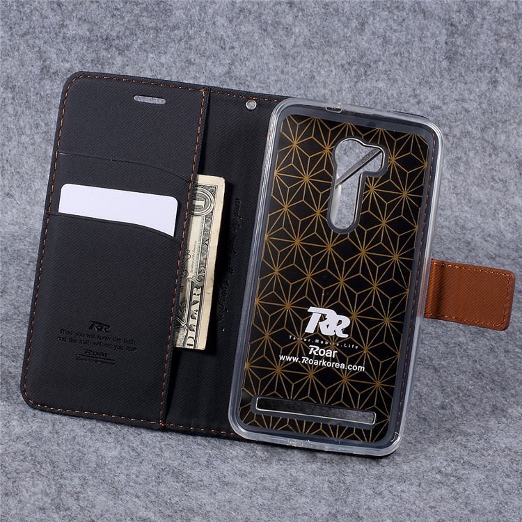 ROAR KOREA Twill Grain PU Leather Phone Case for Asus ZenFone Go/Go TV ZB551K - Black-6