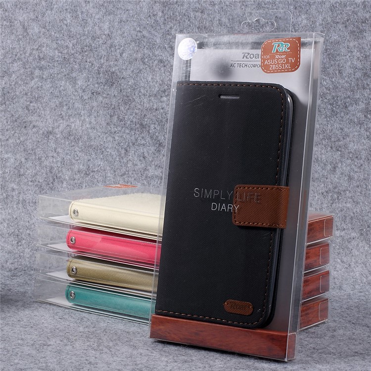 ROAR KOREA Twill Grain PU Leather Phone Case for Asus ZenFone Go/Go TV ZB551K - Black-9