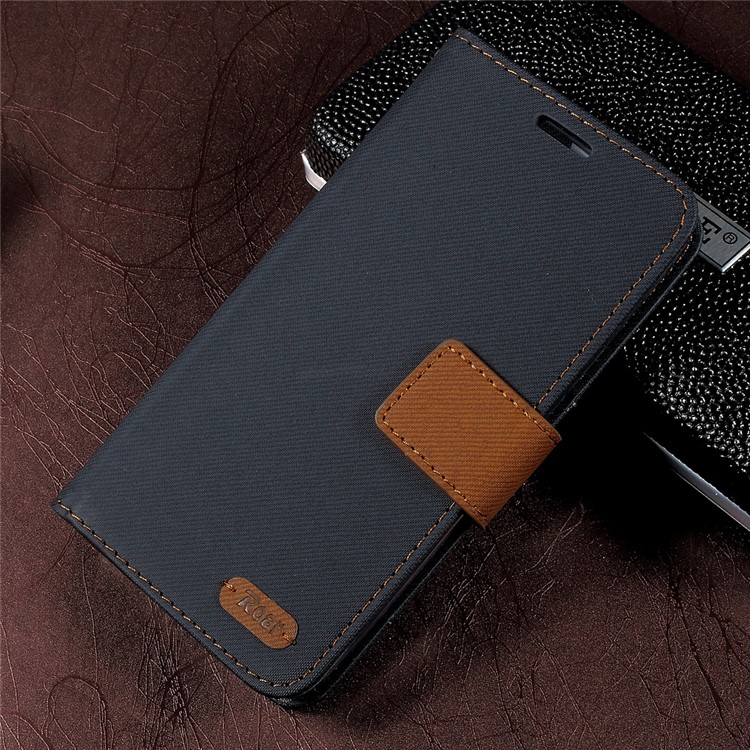 ROAR KOREA Twill Grain Wallet Leather Stand Cellphone Case for Asus Zenfone 2 Laser ZE550KL 5.5-inch - Black-1
