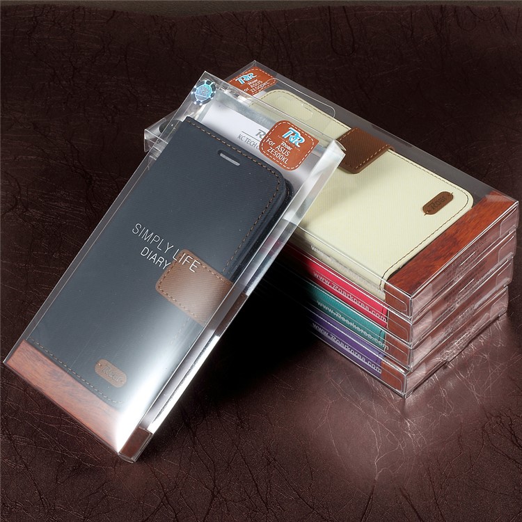 ROAR KOREA Twill Grain Wallet Leather Stand Cellphone Case for Asus Zenfone 2 Laser ZE550KL 5.5-inch - Black-10