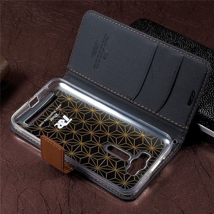 ROAR KOREA Twill Grain Wallet Leather Stand Cellphone Case for Asus Zenfone 2 Laser ZE550KL 5.5-inch - Black-5