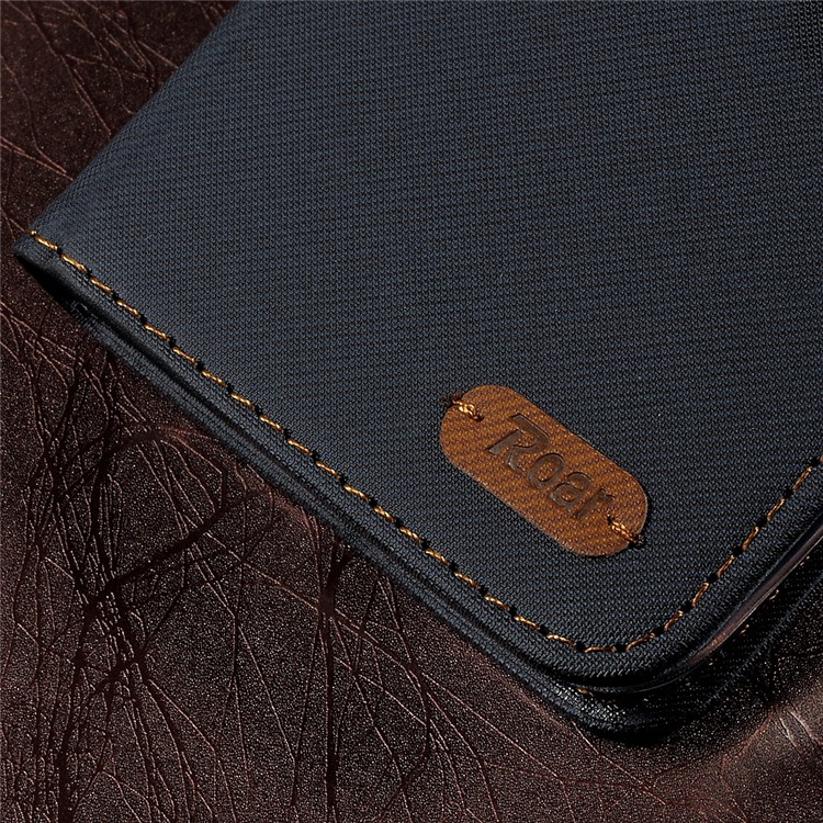 ROAR KOREA Twill Grain Wallet Leather Stand Cellphone Case for Asus Zenfone 2 Laser ZE550KL 5.5-inch - Black-6