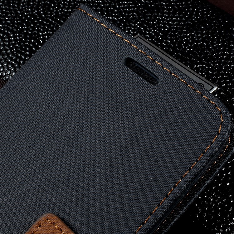 ROAR KOREA Twill Grain Wallet Leather Stand Cellphone Case for Asus Zenfone 2 Laser ZE550KL 5.5-inch - Black-7