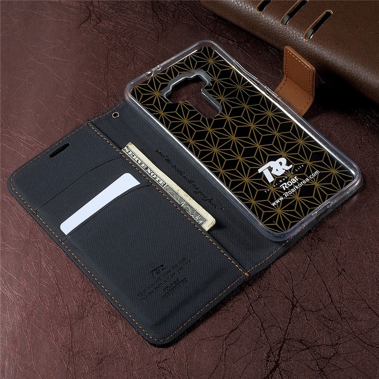 ROAR KOREA for Asus Zenfone 3 ZE520KL Leather Wallet Case Stand Twill Grain - Black-4
