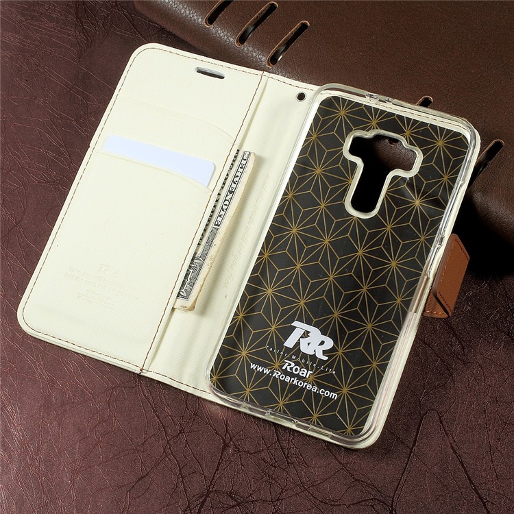 ROAR KOREA Twill Grain Wallet Stand Leather Cover for Asus Zenfone 3 ZE520KL - White-4