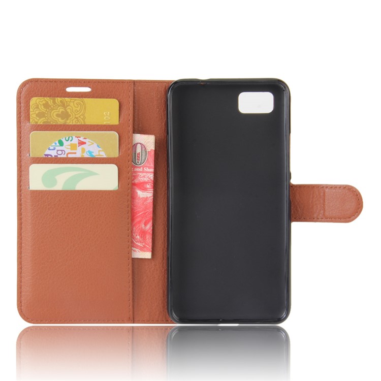 Lychee Skin Leather Wallet Case with Stand for Asus Zenfone 3s Max ZC521TL - Brown-3