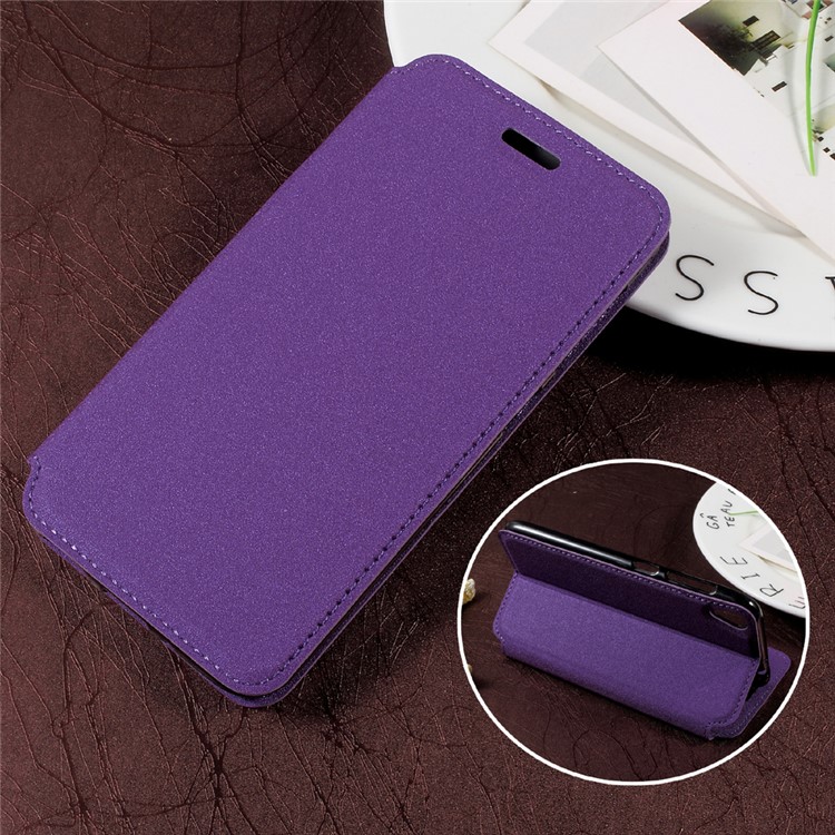 Sand-like Texture Magnetic Auto-absorbed Stand Leather Phone Case for Asus Zenfone Live ZB501KL - Purple-1