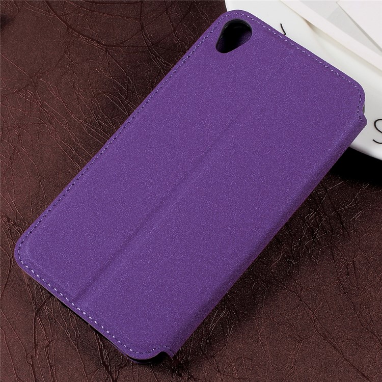 Sand-like Texture Magnetic Auto-absorbed Stand Leather Phone Case for Asus Zenfone Live ZB501KL - Purple-2