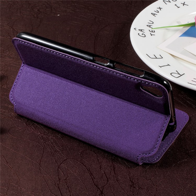 Sand-like Texture Magnetic Auto-absorbed Stand Leather Phone Case for Asus Zenfone Live ZB501KL - Purple-4