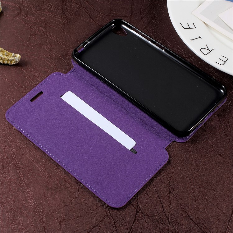 Sand-like Texture Magnetic Auto-absorbed Stand Leather Phone Case for Asus Zenfone Live ZB501KL - Purple-5