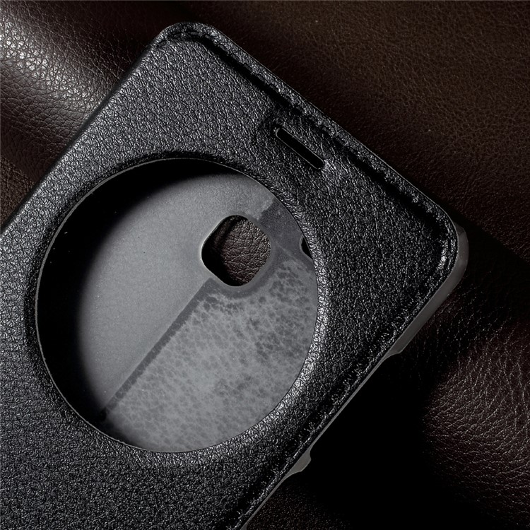 Circle Window Leather Phone Case Stand for Asus Zenfone 3 Zoom ZE553KL - Black-4