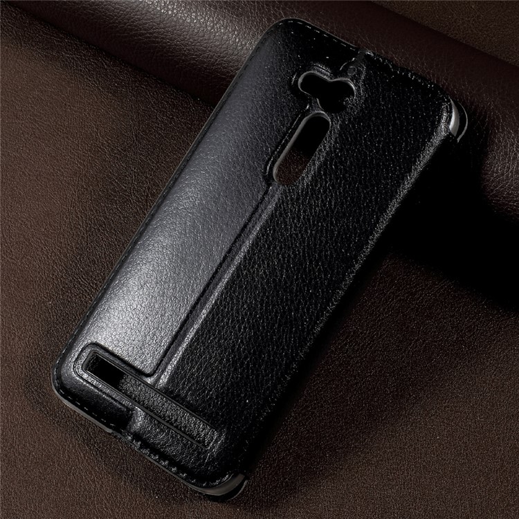 View Window Stand Leather Flip Mobile Phone Cover for Asus Zenfone Go ZB500KL - Black-2