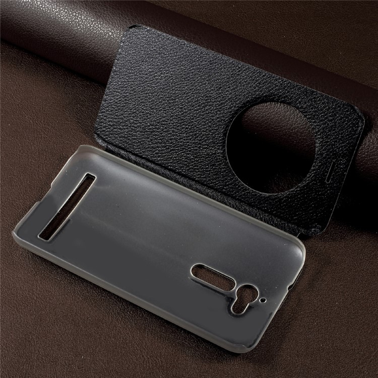 View Window Stand Leather Flip Mobile Phone Cover for Asus Zenfone Go ZB500KL - Black-8