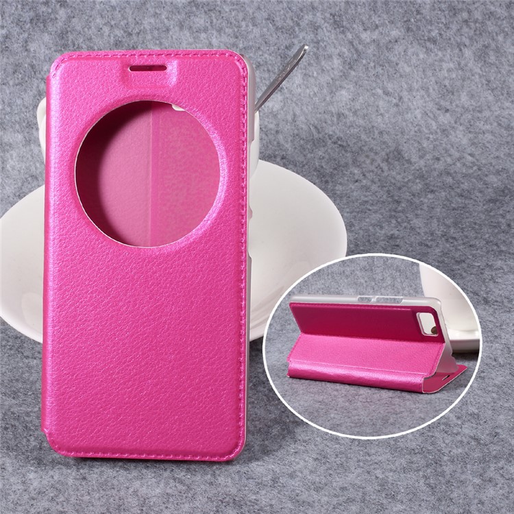 View Window Stand Leather Flip Cell Phone Case for Asus Zenfone 3s Max ZC521TL - Rose-1