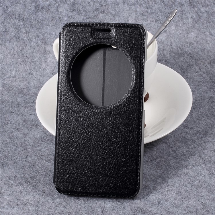 For Asus Zenfone 3s Max ZC521TL View Window Stand Leather Mobile Shell - Black-1