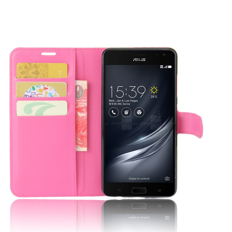 Litchi Skin Magnetic Leather Stand Case for Asus Zenfone AR ZS571KL - Rose-4