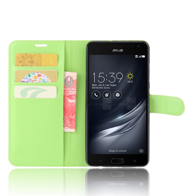 Litchi Skin PU Leather Stand Case for Asus Zenfone AR ZS571KL - Green-4