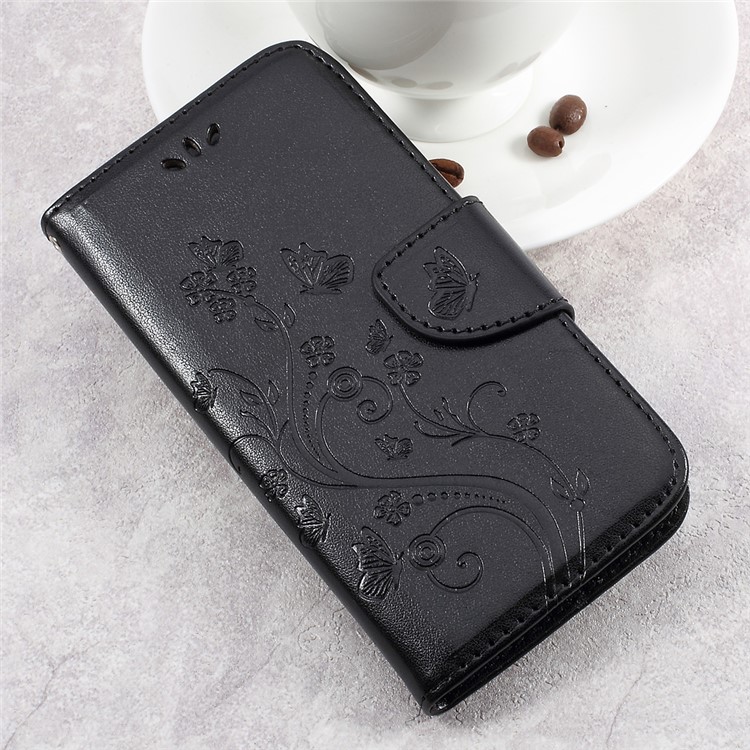 Flower Butterfly Imprinted Leather Case with Lanyard for Asus Zenfone Go ZB500KL - Black-4