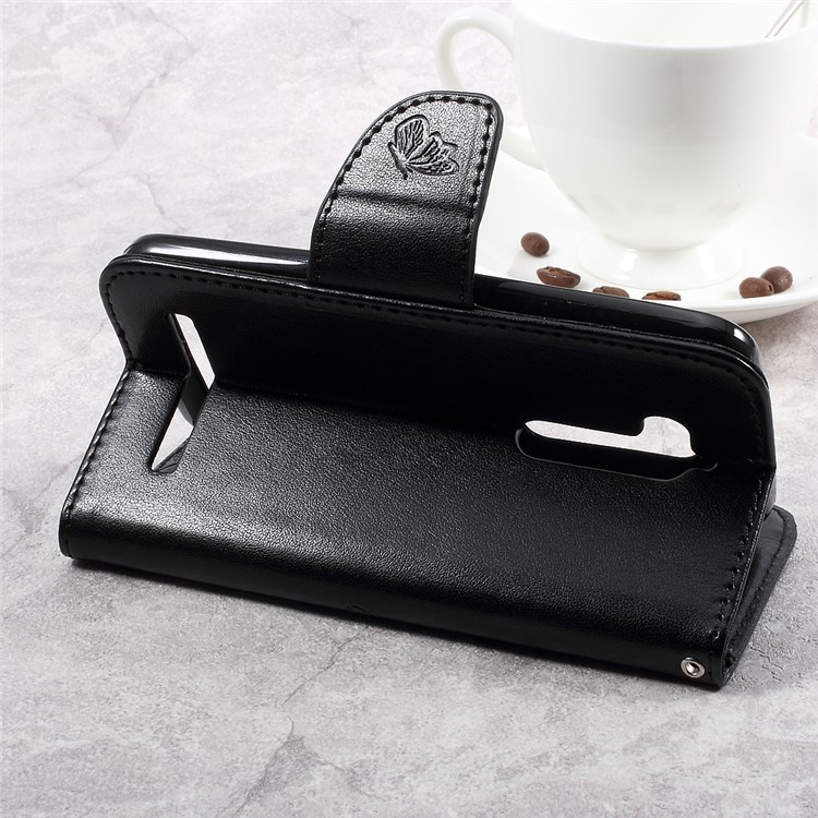 Flower Butterfly Imprinted Leather Case with Lanyard for Asus Zenfone Go ZB500KL - Black-6