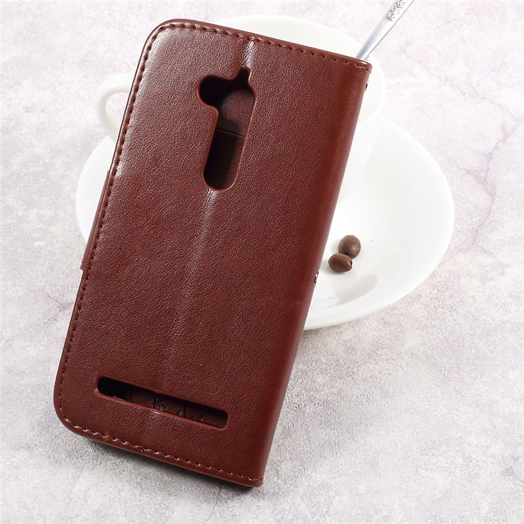 Imprinted Flower Butterfly Leather Card Slots Case with Stand for Asus Zenfone Go ZB500KL - Brown-3