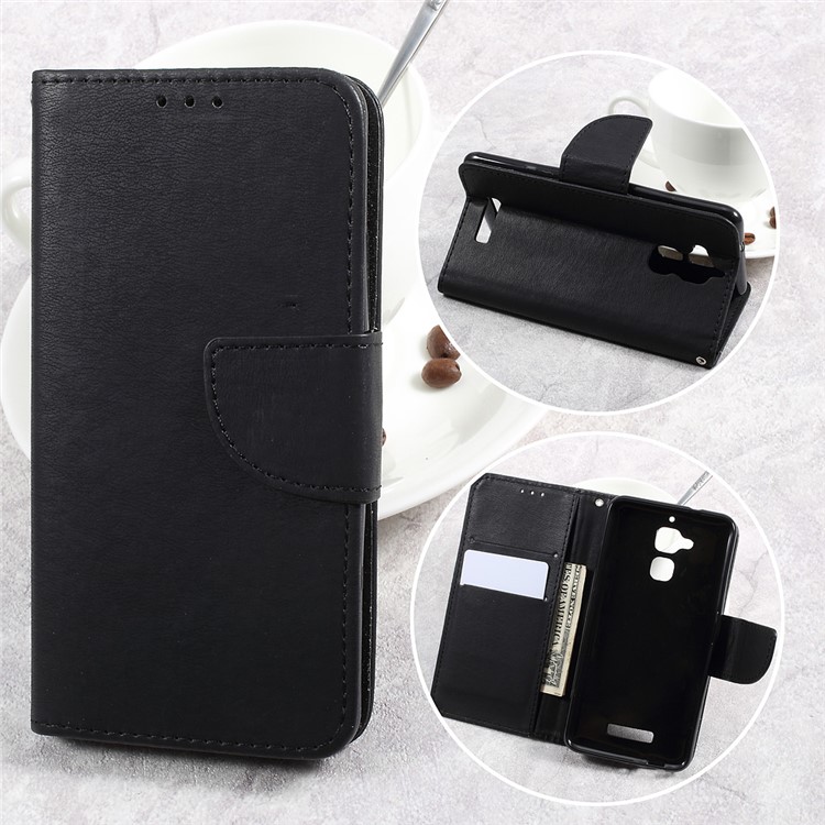 Pebble Grain Wallet Stand Leather Cell Phone Case for Asus Zenfone 3 Max ZC520T 5.5-inch - Black-1