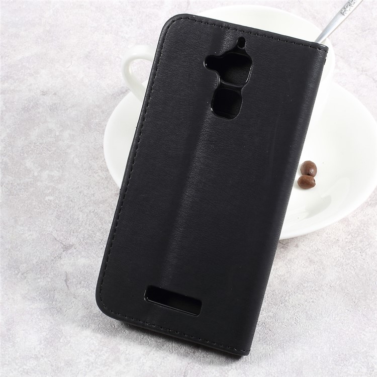 Pebble Grain Wallet Stand Leather Cell Phone Case for Asus Zenfone 3 Max ZC520T 5.5-inch - Black-3