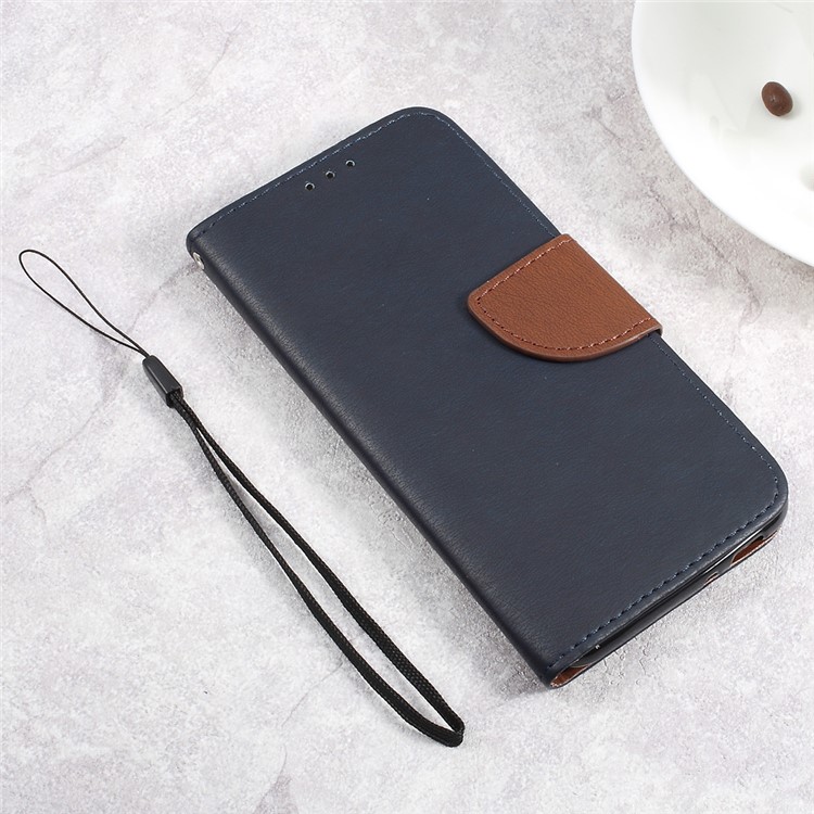 Pebble Grain Folio Flip Leather Cover with Lanyard for Asus Zenfone 3 Max ZC520TL - Dark Blue-1