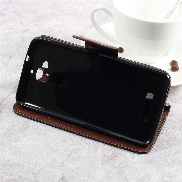 Pebble Grain Folio Flip Leather Cover with Lanyard for Asus Zenfone 3 Max ZC520TL - Dark Blue-5