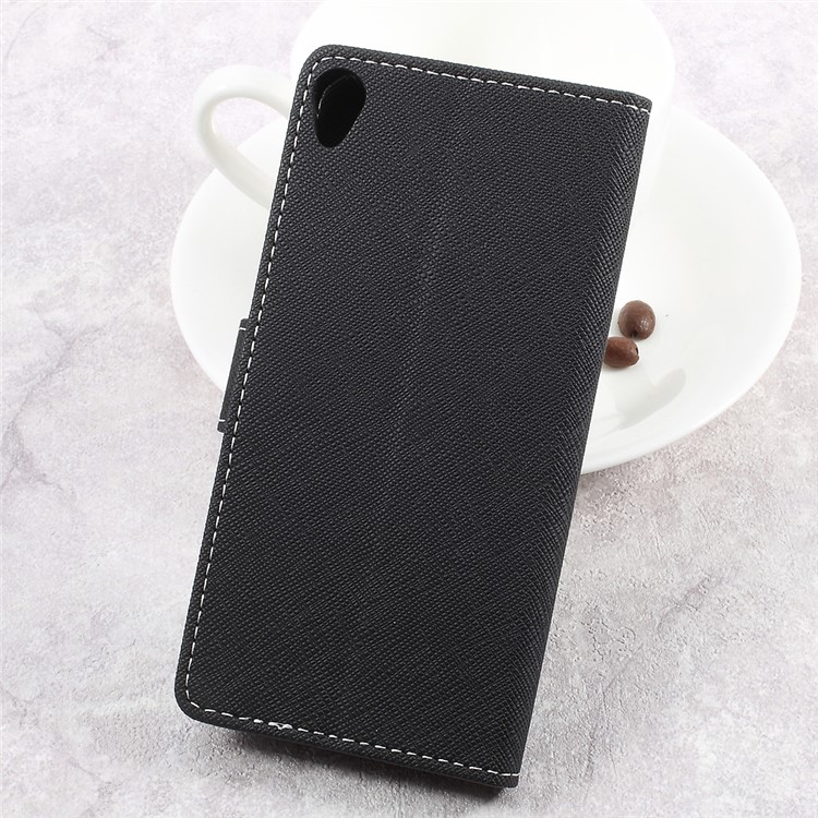 Cross Texture Wallet Leather Stand Cell Phone Case for Asus Zenfone Live ZB501KL - Black-2