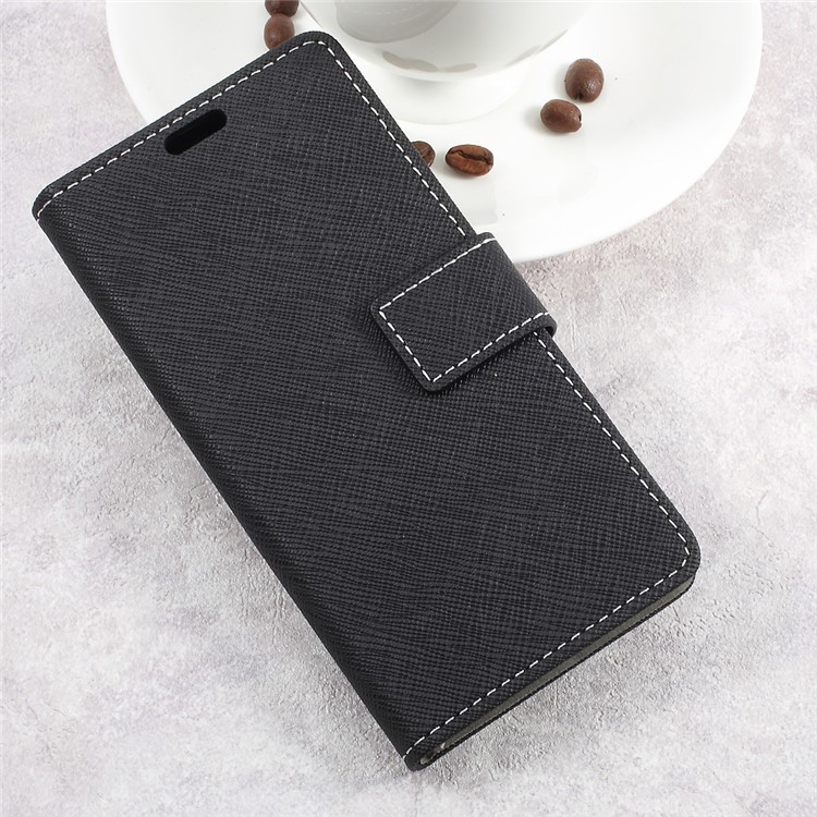 Cross Texture Wallet Leather Stand Cell Phone Case for Asus Zenfone Live ZB501KL - Black-3