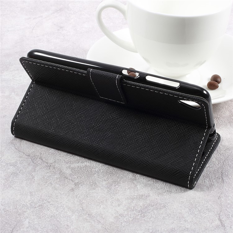 Cross Texture Wallet Leather Stand Cell Phone Case for Asus Zenfone Live ZB501KL - Black-5