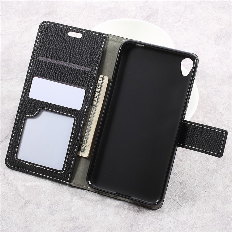 Cross Texture Wallet Leather Stand Cell Phone Case for Asus Zenfone Live ZB501KL - Black-6