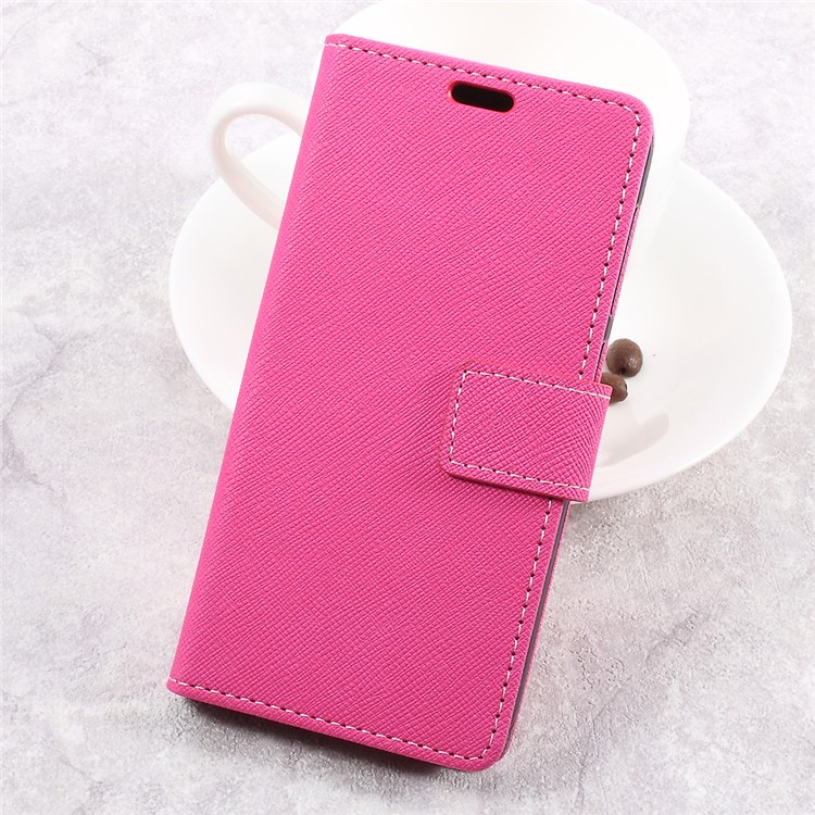 Cross Texture Wallet Leather Cell Phone Case with Stand for Asus Zenfone Live ZB501KL - Rose-1