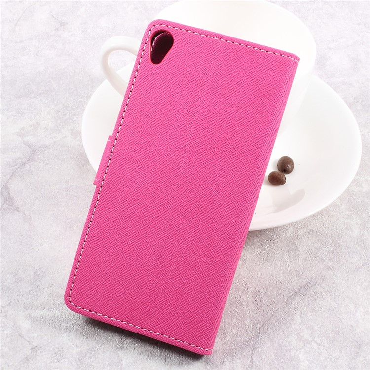 Cross Texture Wallet Leather Cell Phone Case with Stand for Asus Zenfone Live ZB501KL - Rose-2