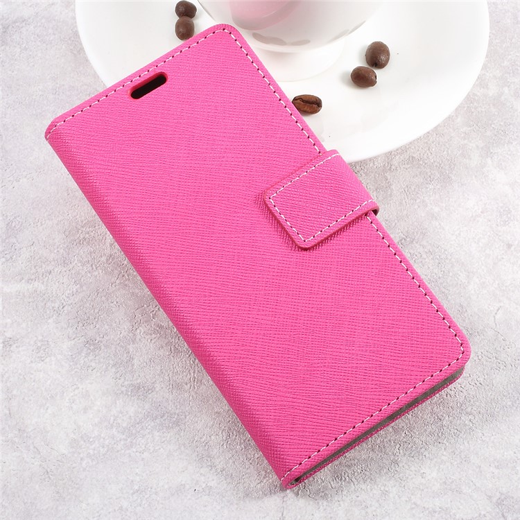 Cross Texture Wallet Leather Cell Phone Case with Stand for Asus Zenfone Live ZB501KL - Rose-3