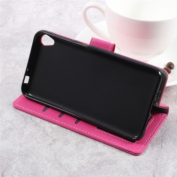 Cross Texture Wallet Leather Cell Phone Case with Stand for Asus Zenfone Live ZB501KL - Rose-4