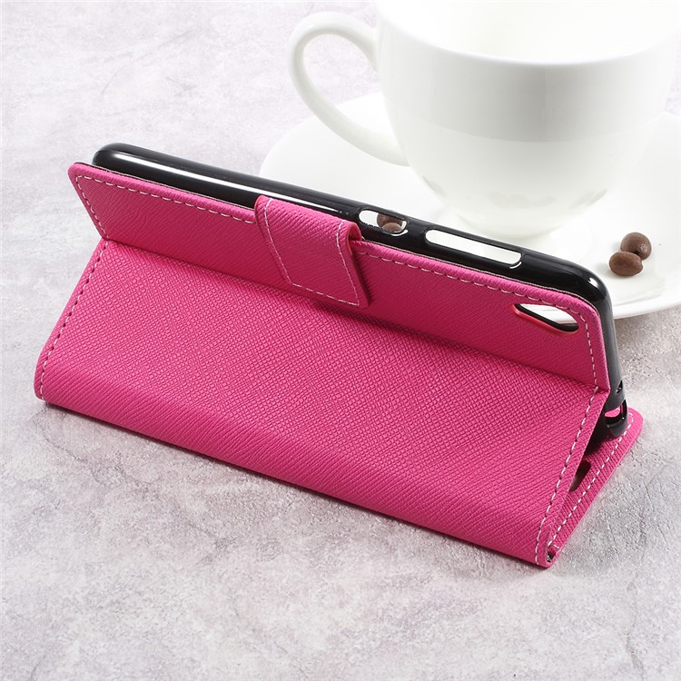 Cross Texture Wallet Leather Cell Phone Case with Stand for Asus Zenfone Live ZB501KL - Rose-5