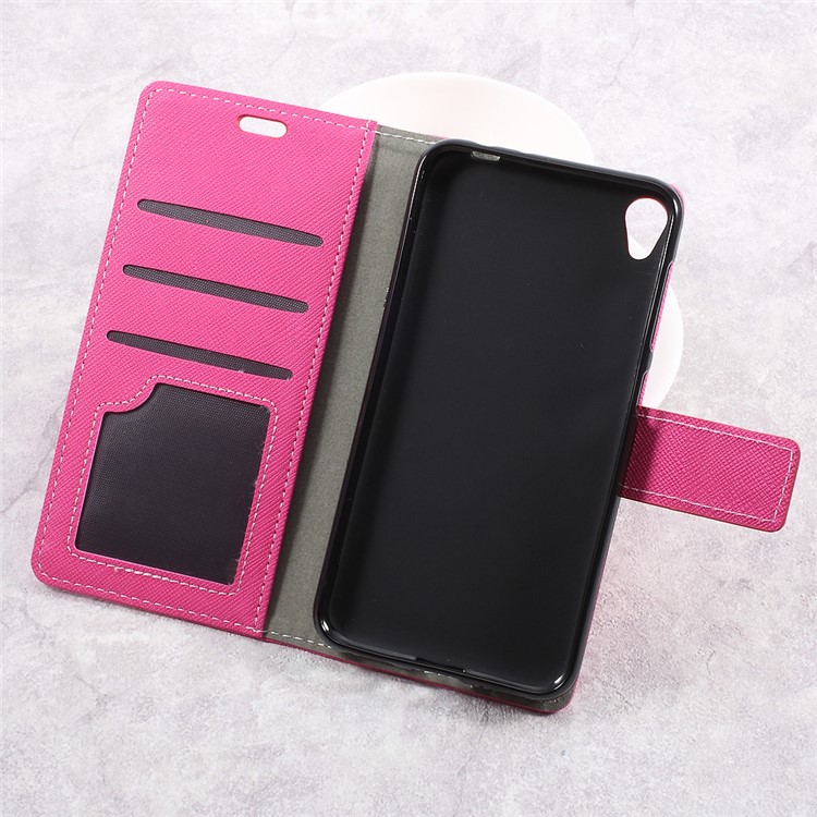 Cross Texture Wallet Leather Cell Phone Case with Stand for Asus Zenfone Live ZB501KL - Rose-6