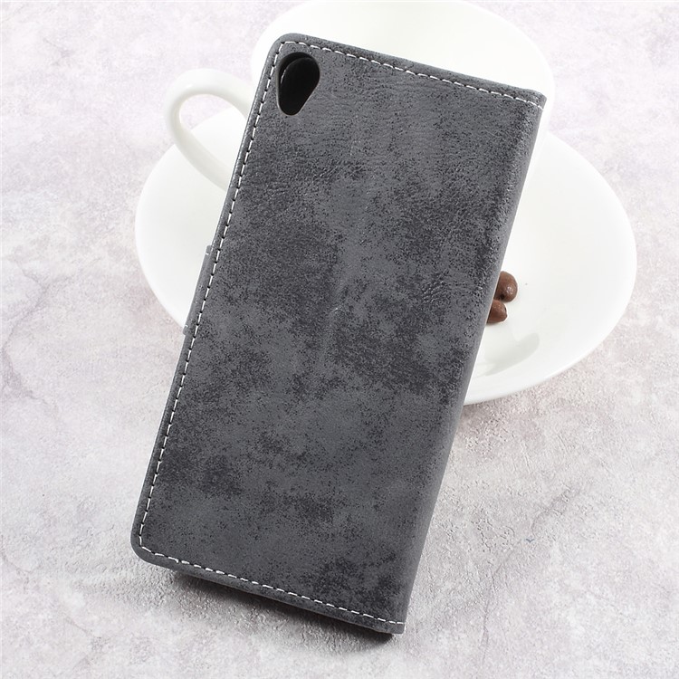 Retro Style Leather Wallet Mobile Phone Case for Asus Zenfone Live ZB501KL - Grey-2