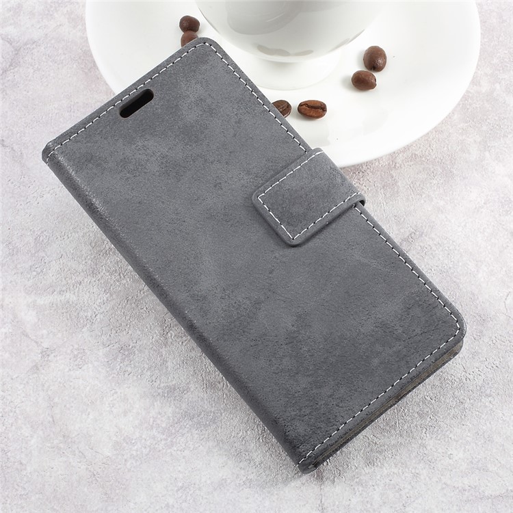 Retro Style Leather Wallet Mobile Phone Case for Asus Zenfone Live ZB501KL - Grey-3
