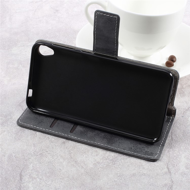 Retro Style Leather Wallet Mobile Phone Case for Asus Zenfone Live ZB501KL - Grey-4