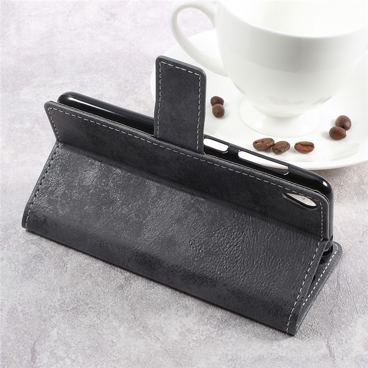Retro Style Leather Wallet Mobile Phone Case for Asus Zenfone Live ZB501KL - Grey-5
