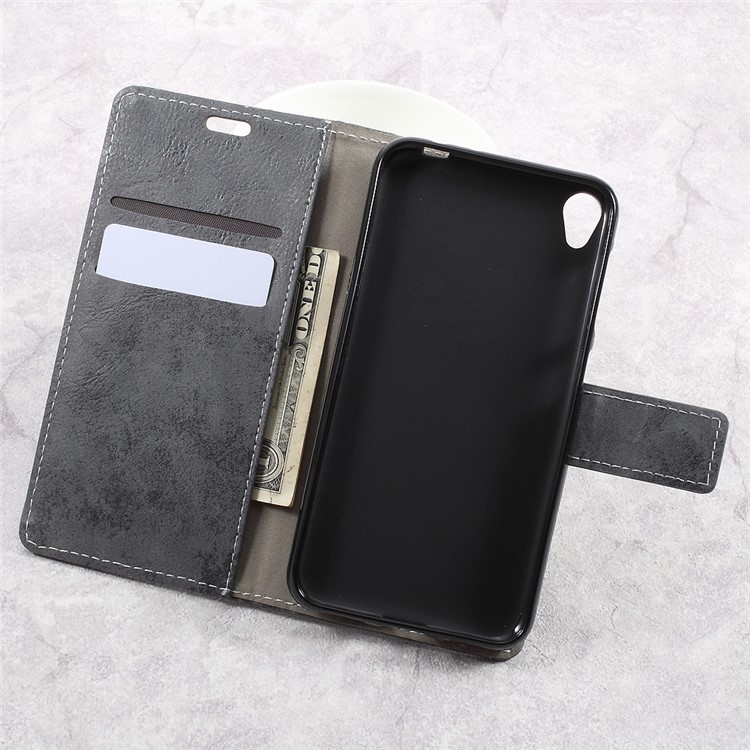 Retro Style Leather Wallet Mobile Phone Case for Asus Zenfone Live ZB501KL - Grey-6