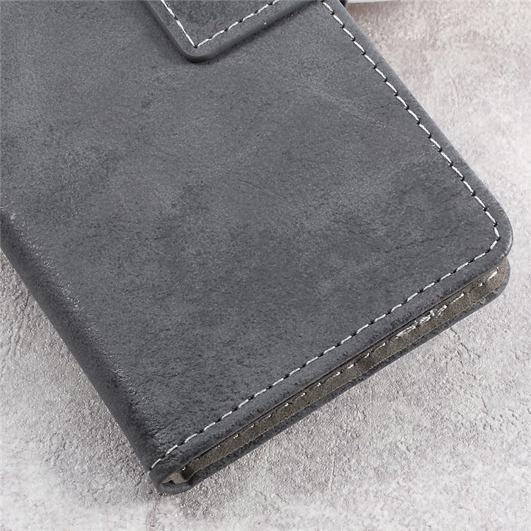 Retro Style Leather Wallet Mobile Phone Case for Asus Zenfone Live ZB501KL - Grey-7