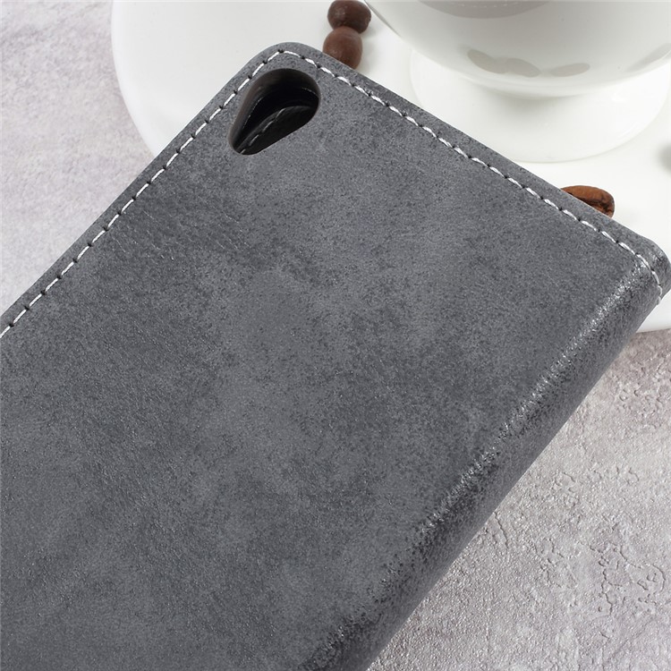 Retro Style Leather Wallet Mobile Phone Case for Asus Zenfone Live ZB501KL - Grey-8