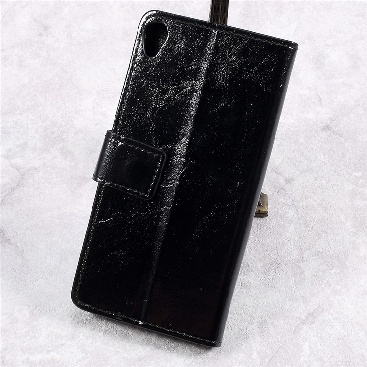 Crazy Horse Texture Leather Wallet Stand Cell Phone Case for Asus Zenfone Live ZB501KL - Black-2