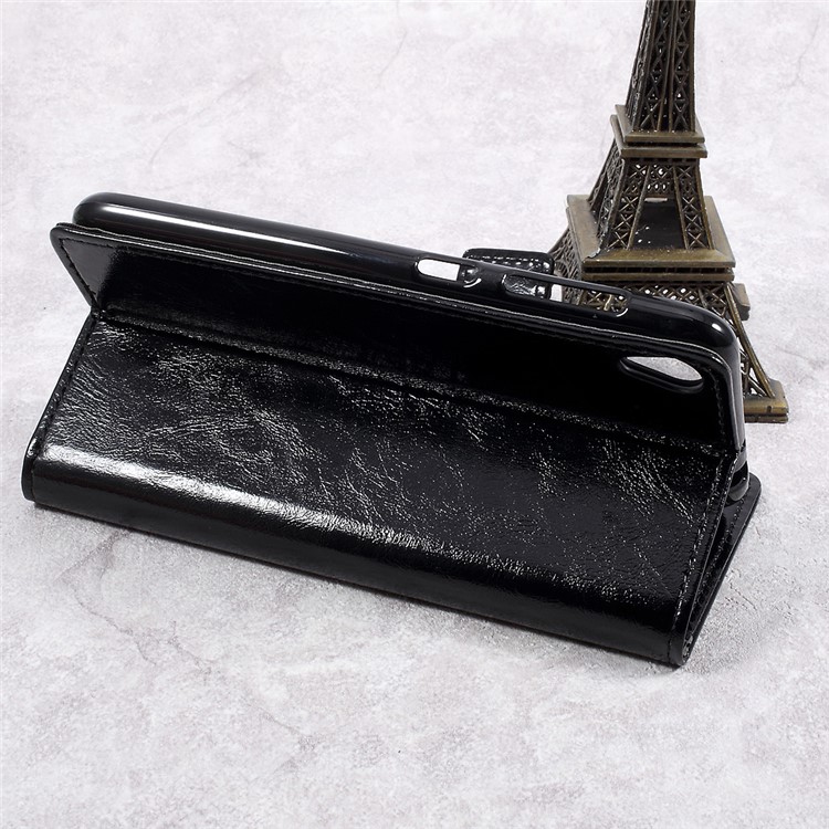 Crazy Horse Texture Leather Wallet Stand Cell Phone Case for Asus Zenfone Live ZB501KL - Black-5