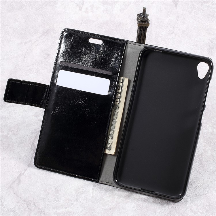 Crazy Horse Texture Leather Wallet Stand Cell Phone Case for Asus Zenfone Live ZB501KL - Black-6